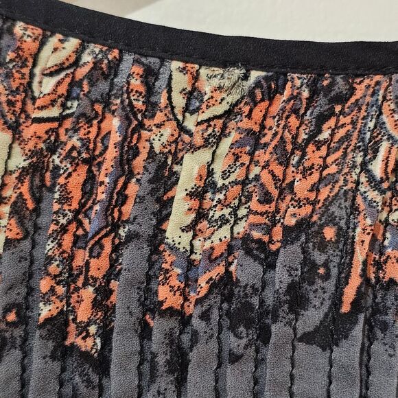 Daniel Rainn - Blouse Ruffle Paisley Print Tassels Flowy - Size S - Gray Orange - Picture 8 of 10